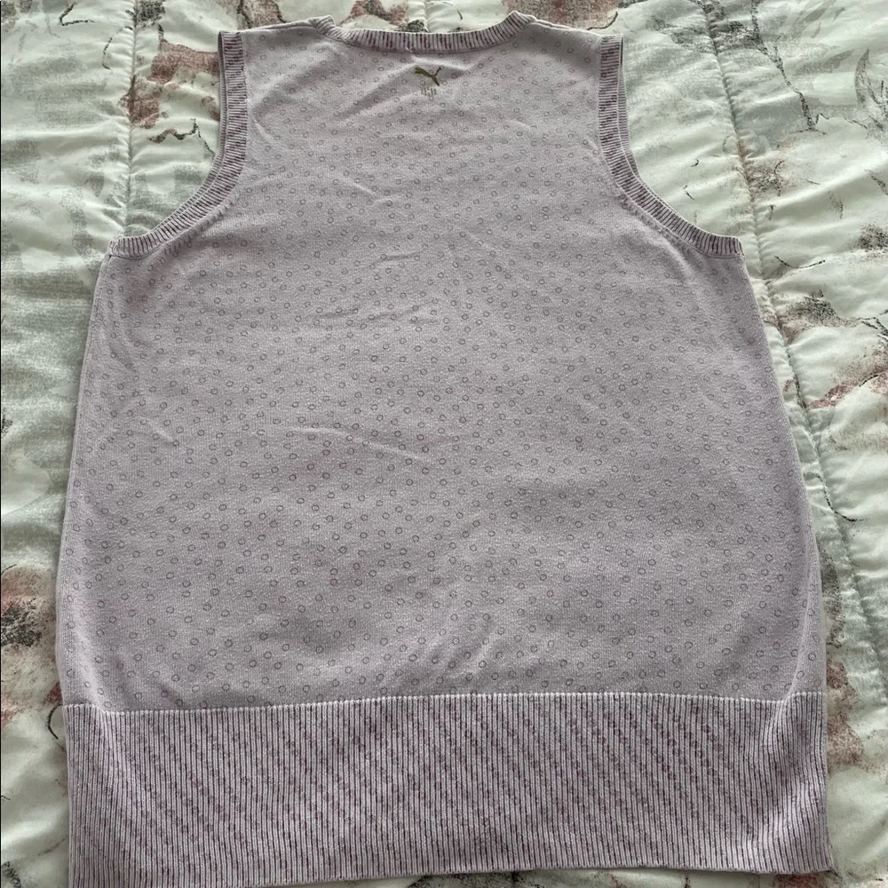 Puma Y2K lavender animal prints cotton preppy academia summer golf vest, size S
